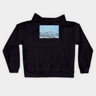 whitley bay lighthouse winter postcard Kids Hoodie